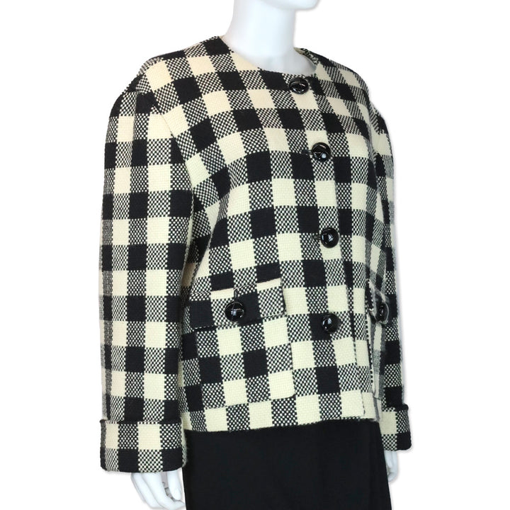 Gucci S23 Black/Ecru Gingham Wool Jacket