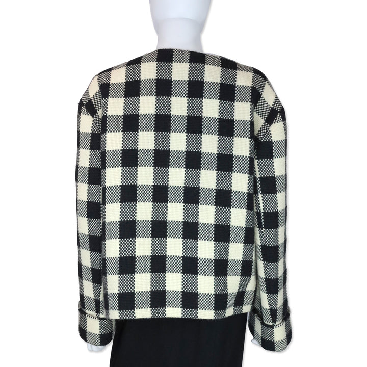 Gucci S23 Black/Ecru Gingham Wool Jacket