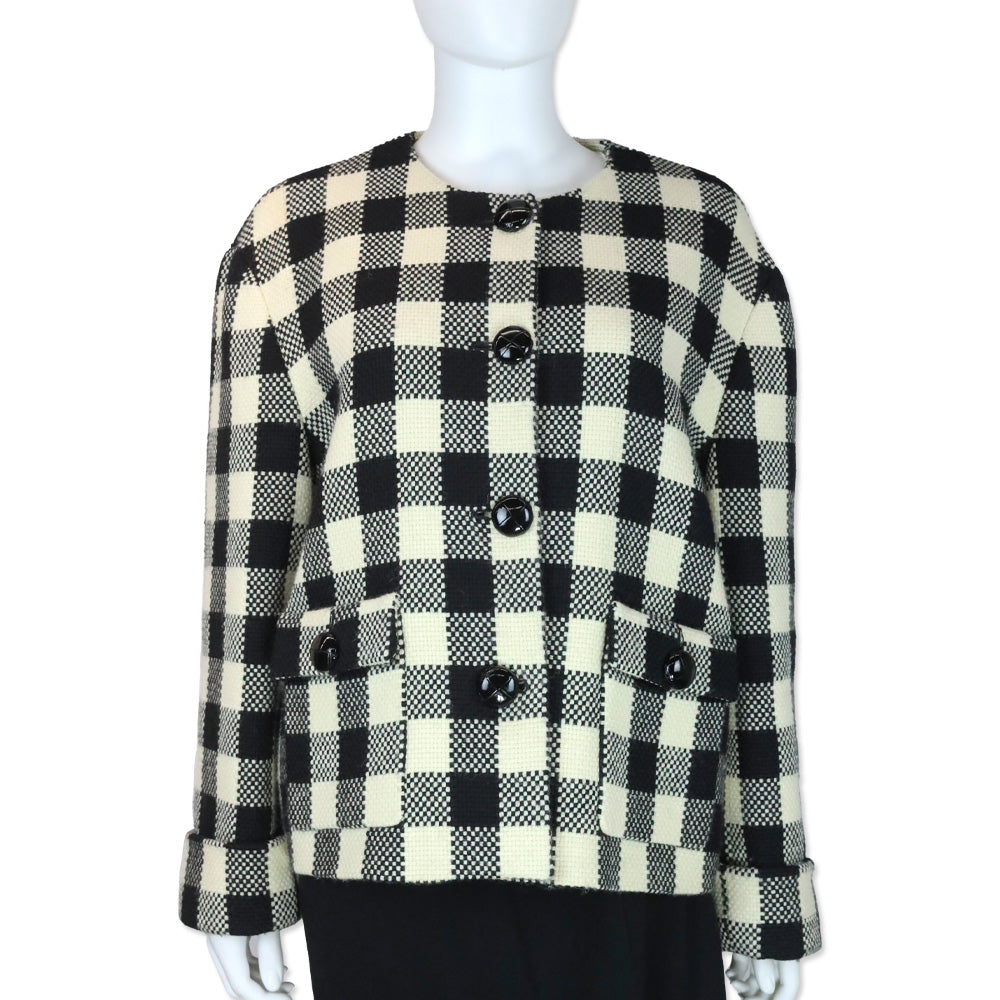 Gucci S23 Black/Ecru Gingham Wool Jacket