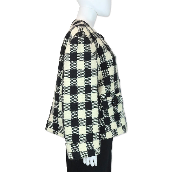 Gucci S23 Black/Ecru Gingham Wool Jacket