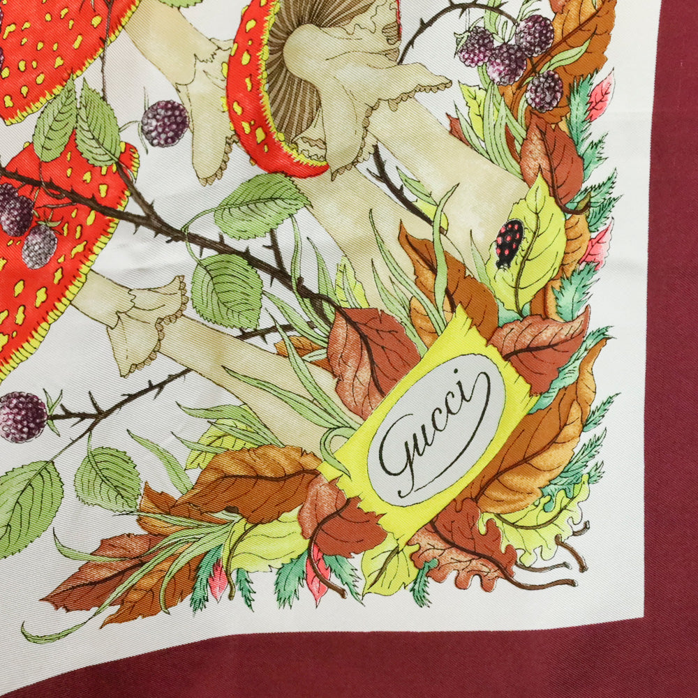 Gucci Vintage V. Accornero Silk Funghi Mushroom Scarf
