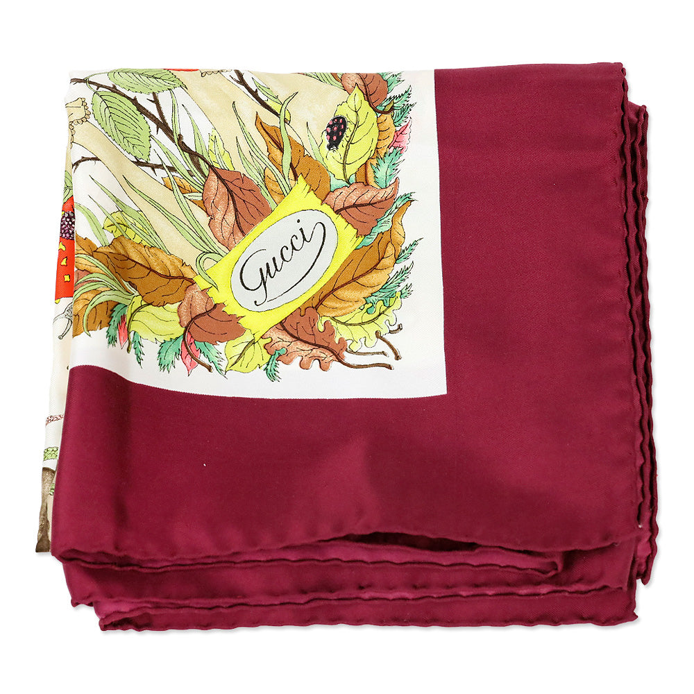 Gucci Vintage V. ACCORNERO シルクスカーフ Vintage Gucci Silk Scarf V. Accornero Fruit Butterflies