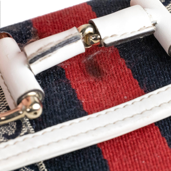 Gucci White/Navy Heritage Horsebit Web Continental Wallet