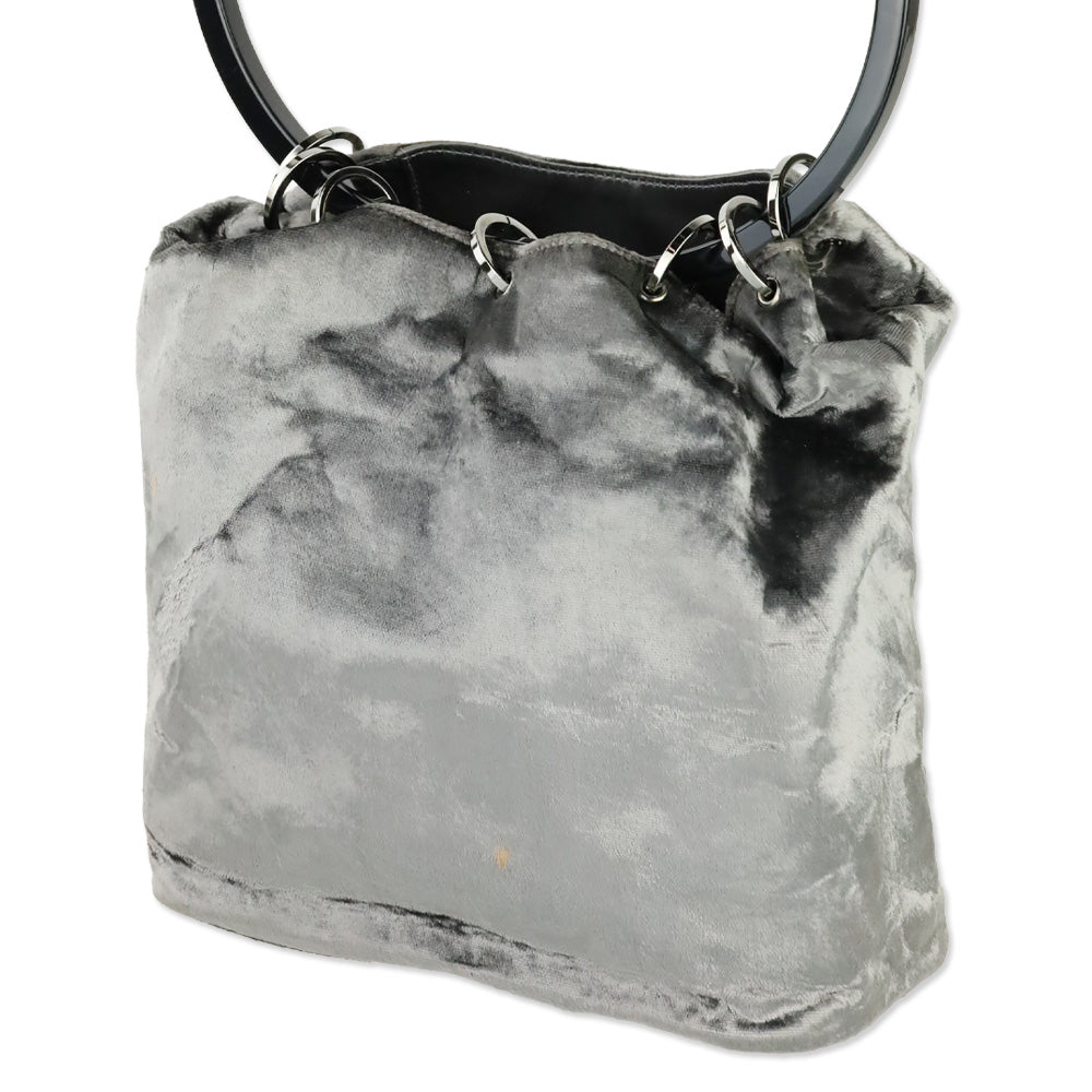 Gucci by Tom Ford FW 1999 Grey Velvet Ring Bucket Bag