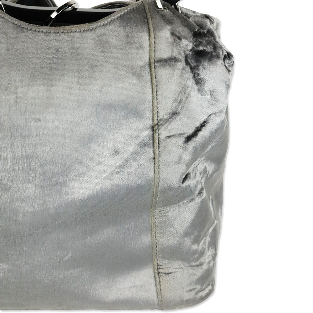 Gucci by Tom Ford FW 1999 Grey Velvet Ring Bucket Bag