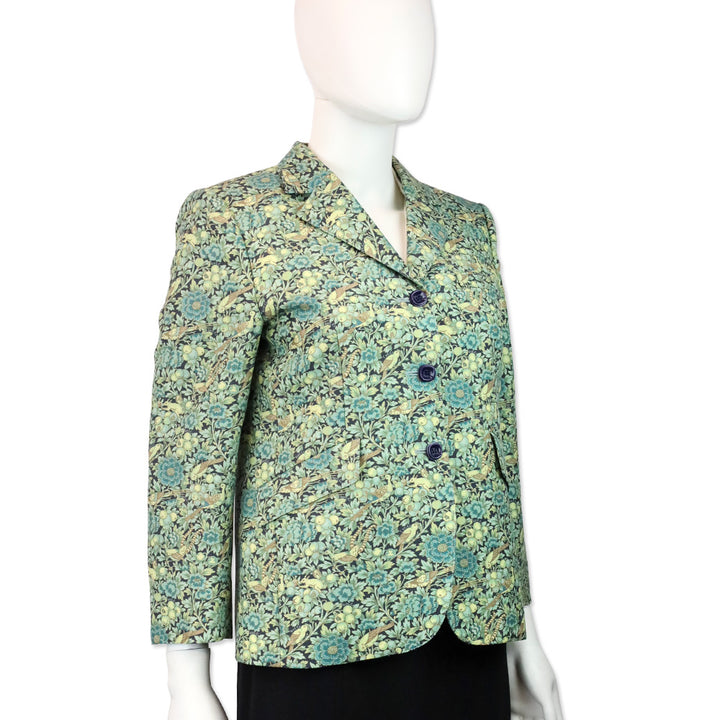 Gucci x Liberty London Green Floral-Print Wool and Mohair-Blend Blazer