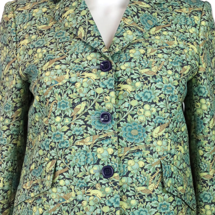Gucci x Liberty London Green Floral-Print Wool and Mohair-Blend Blazer