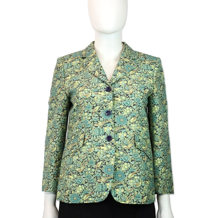 Gucci x Liberty London Green Floral-Print Wool and Mohair-Blend Blazer