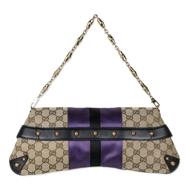 Gucci by Tom Ford 2003/2004 Monogram Canvas/Purple Web Horsebit Mors Handbag