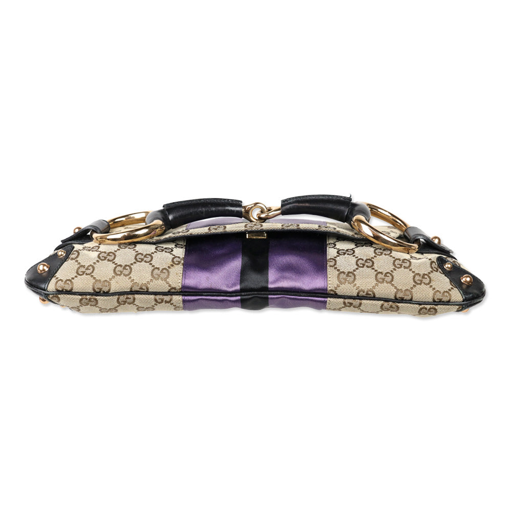 Gucci by Tom Ford 2003/2004 Monogram Canvas/Purple Web Horsebit Mors Handbag