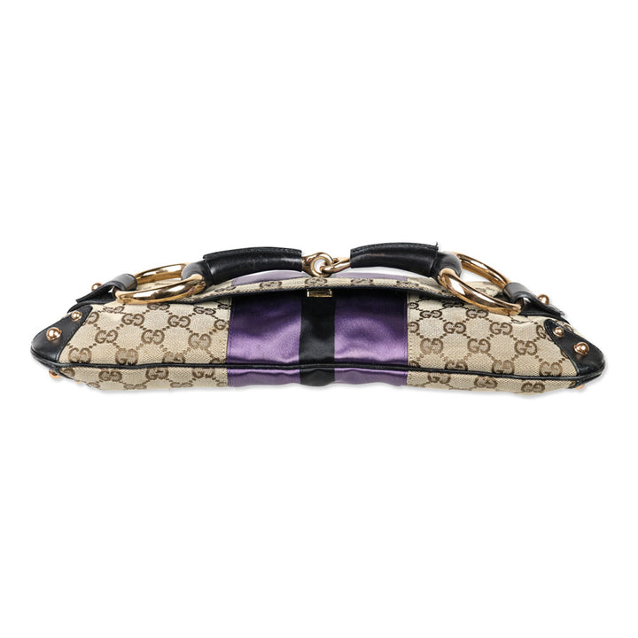 Gucci by Tom Ford 2003/2004 Monogram Canvas/Purple Web Horsebit Mors Handbag