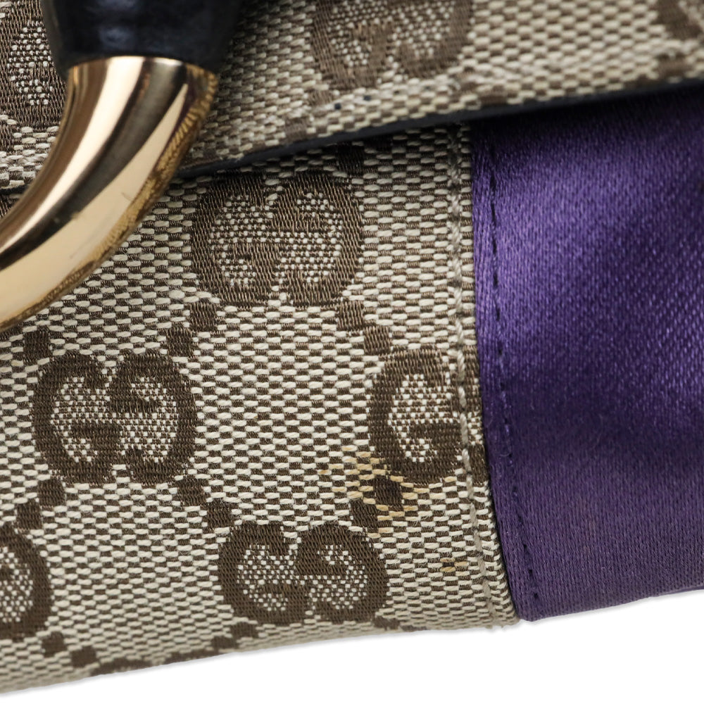 Gucci by Tom Ford 2003/2004 Monogram Canvas/Purple Web Horsebit Mors Handbag