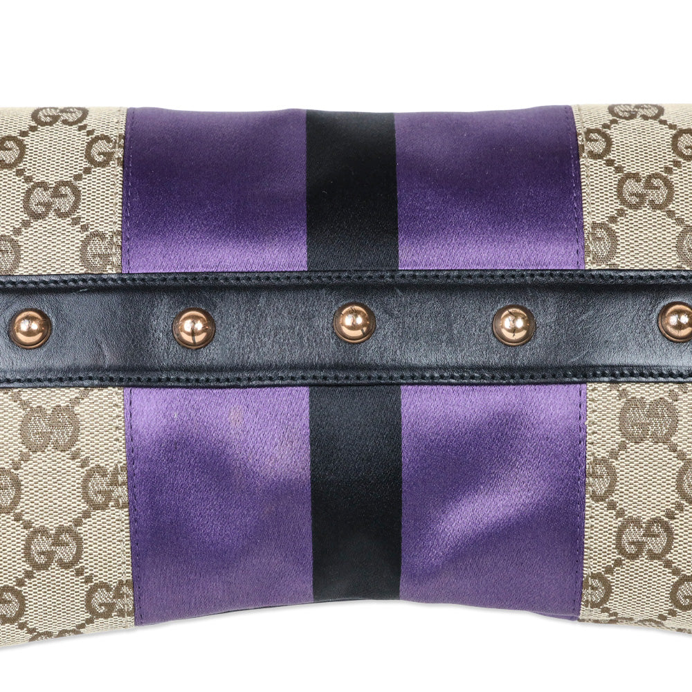 Gucci by Tom Ford 2003/2004 Monogram Canvas/Purple Web Horsebit Mors Handbag
