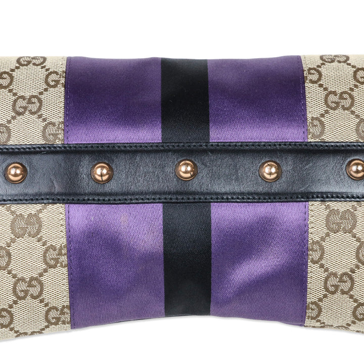 Gucci by Tom Ford 2003/2004 Monogram Canvas/Purple Web Horsebit Mors Handbag