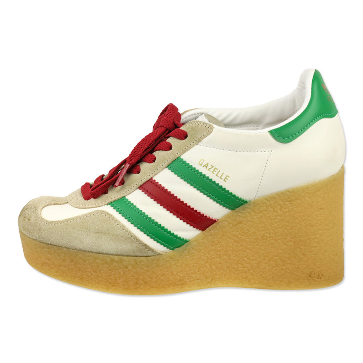 Gucci x Adidas White Leather Suede Madeira Gazelle Wedge Sneaker