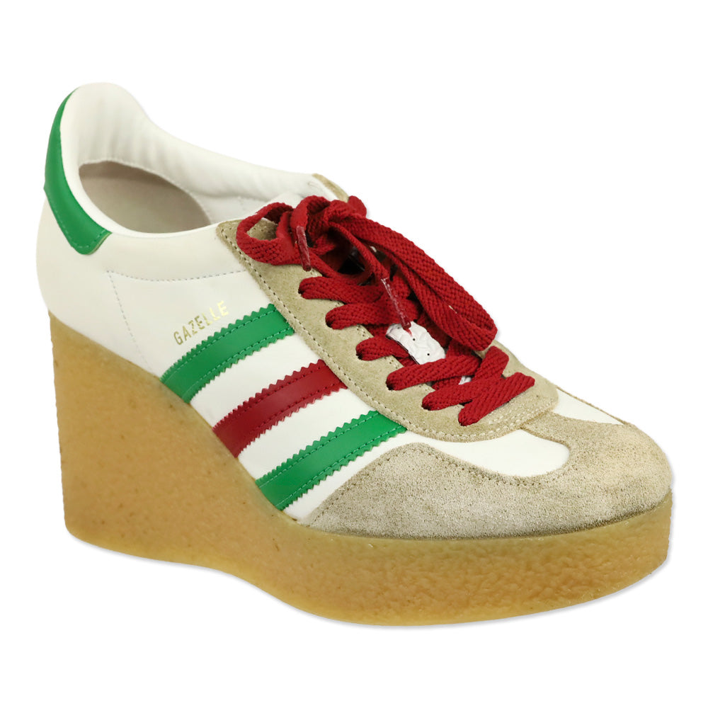 Gucci x Adidas White Leather Suede Madeira Gazelle Wedge Sneaker