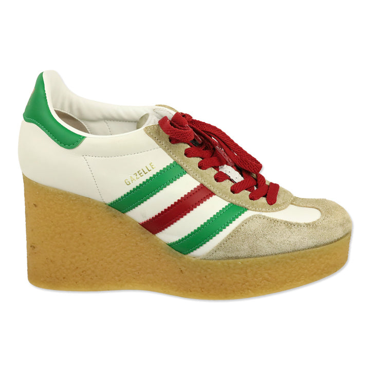 Gucci x Adidas White Leather Suede Madeira Gazelle Wedge Sneaker