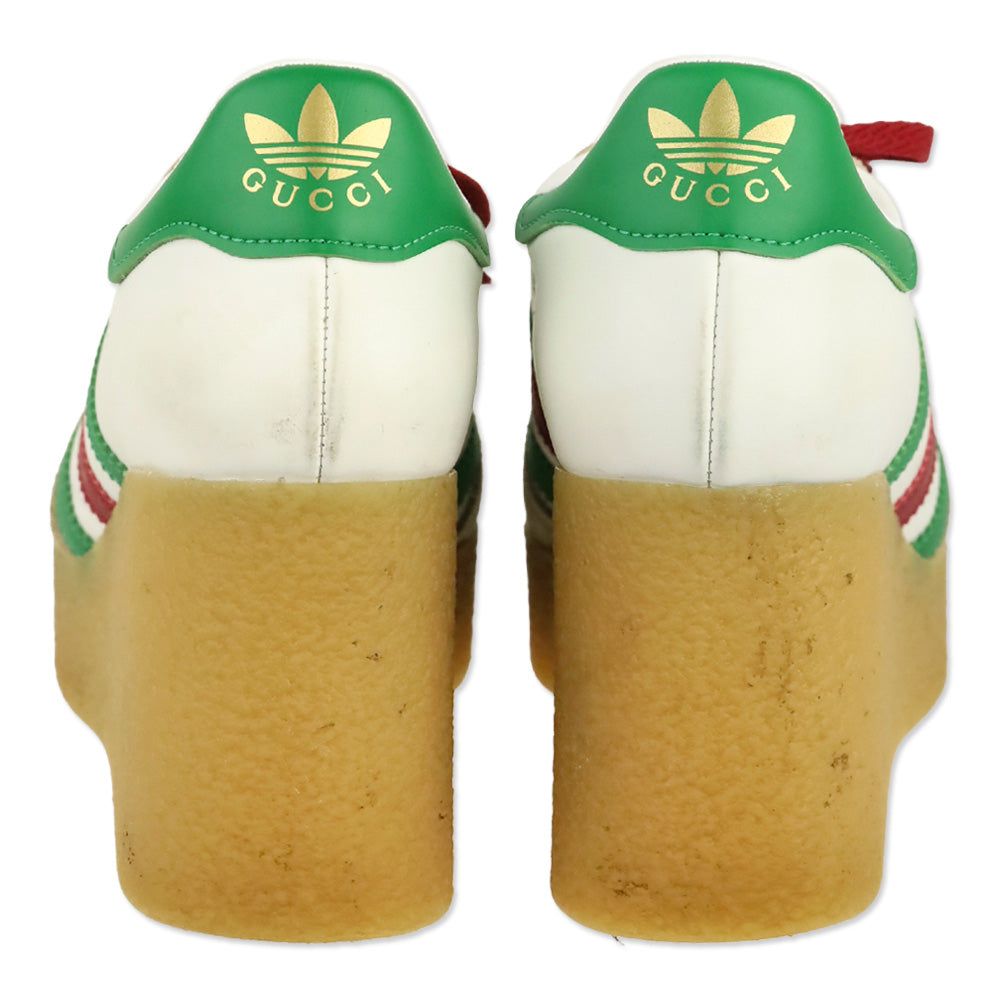 Gucci x Adidas White Leather Suede Madeira Gazelle Wedge Sneaker