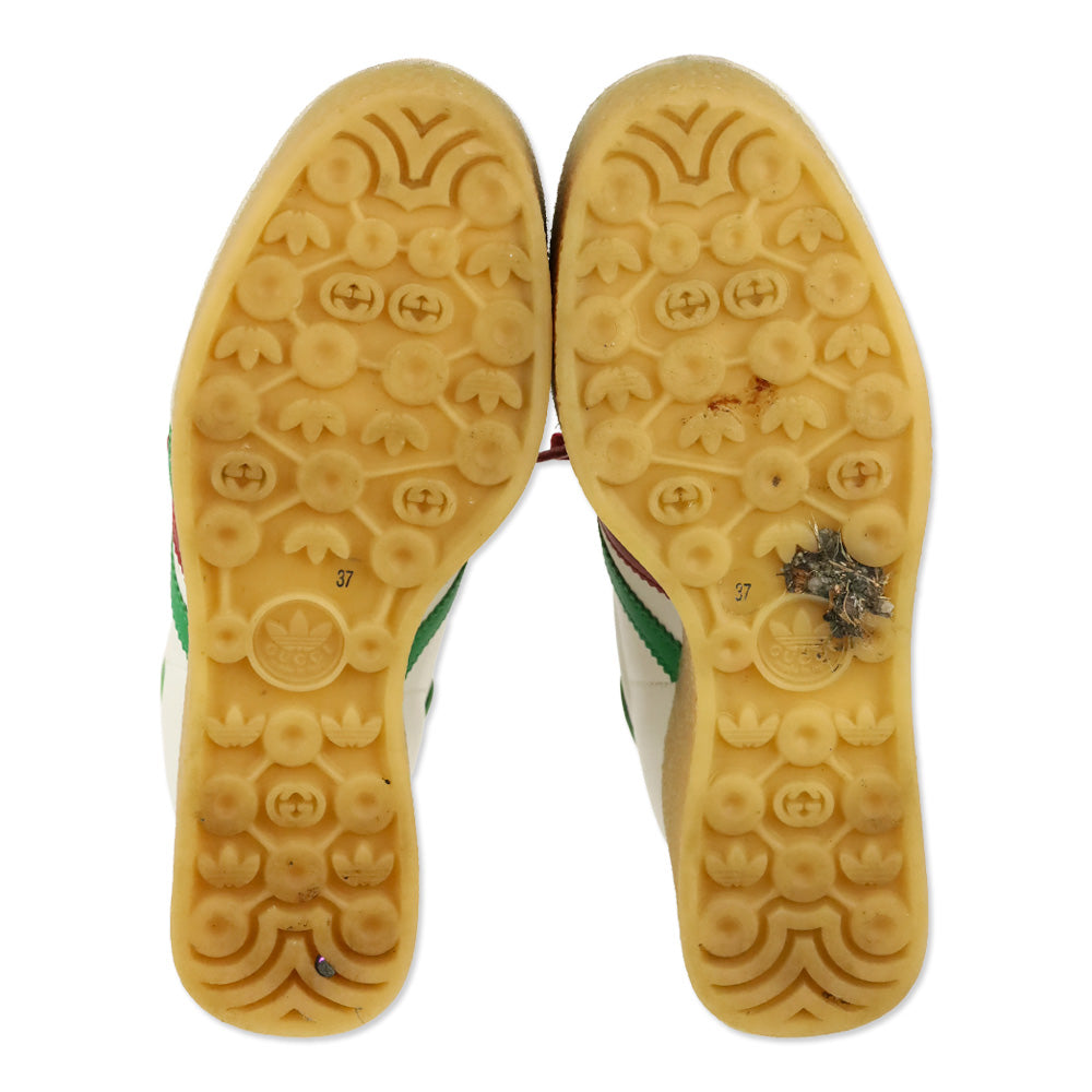 Gucci x Adidas White Leather Suede Madeira Gazelle Wedge Sneaker