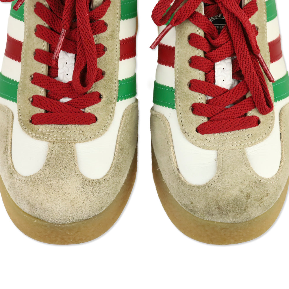 Gucci x Adidas White Leather Suede Madeira Gazelle Wedge Sneaker