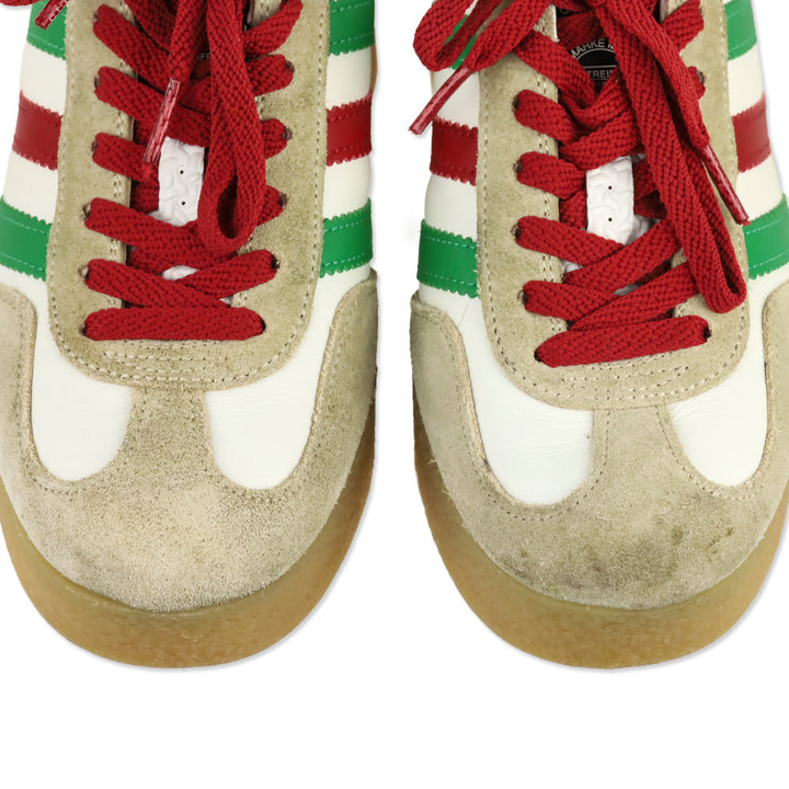 Gucci x Adidas White Leather Suede Madeira Gazelle Wedge Sneaker