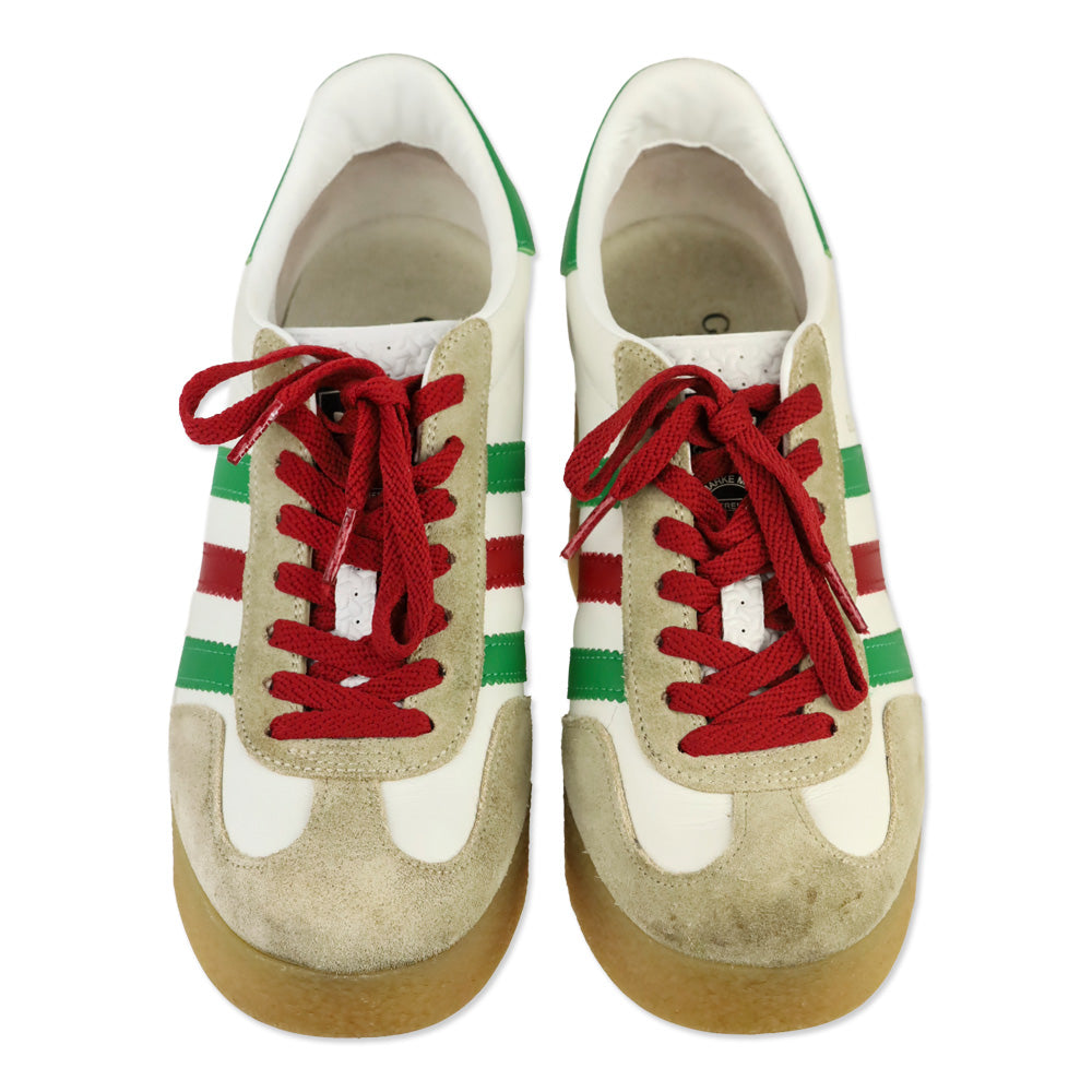 Gucci x Adidas White Leather Suede Madeira Gazelle Wedge Sneaker