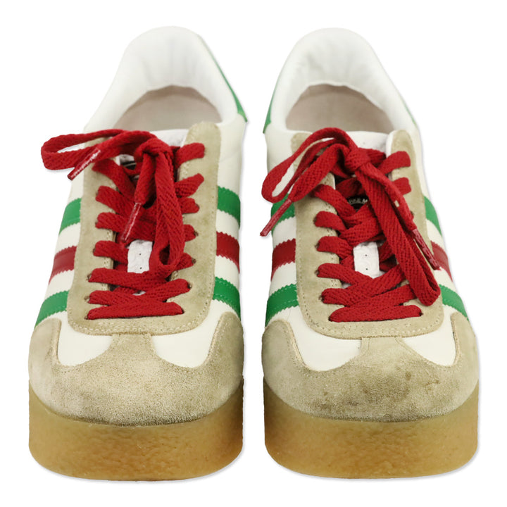 Gucci x Adidas White Leather Suede Madeira Gazelle Wedge Sneaker