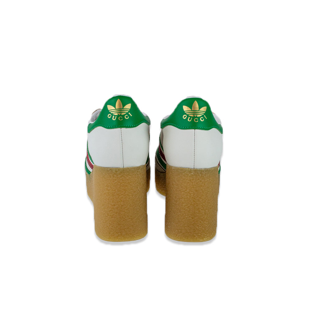 Gucci x Adidas White Leather Suede Madeira Gazelle Wedge Sneaker