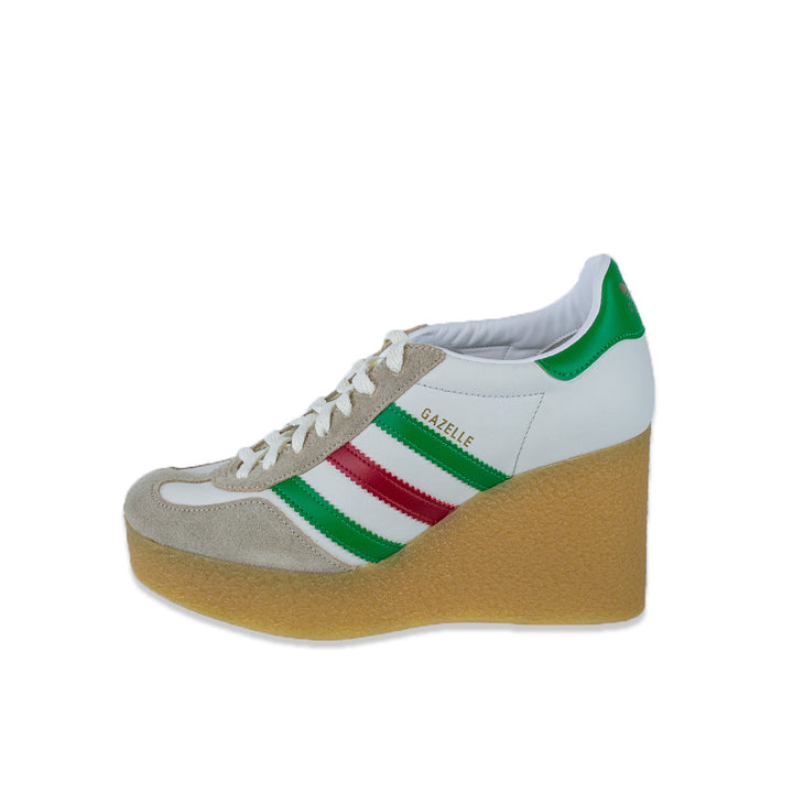 Gucci x Adidas White Leather Suede Madeira Gazelle Wedge Sneaker