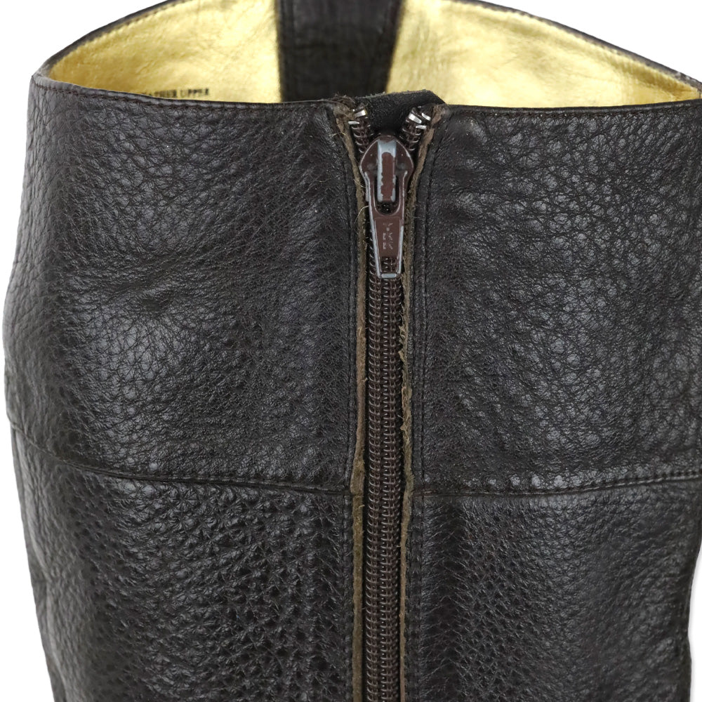 Hale Bob Brown Pebble Leather Crystal Buckle Riding Boot
