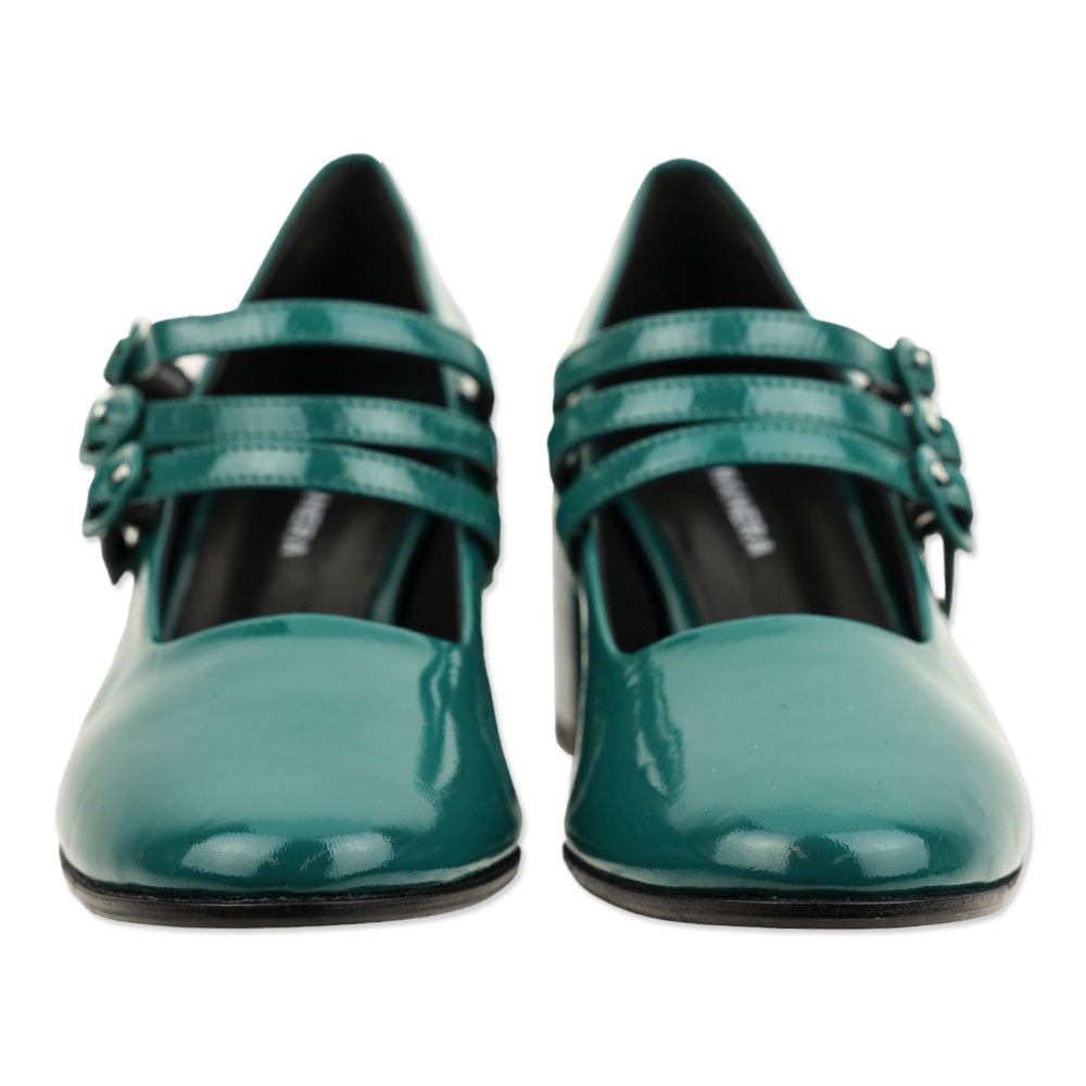 Halmanera Green Patent Leather Mary Jane Pumps