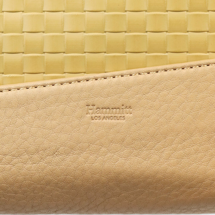 Hammit Tan Woven Leather/Brushed Gold Levy Wallet with Strap