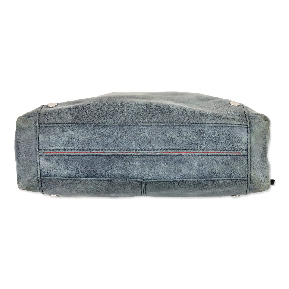 Hammitt Blue Nubuck Silver Studded Crossbody Hobo Bag