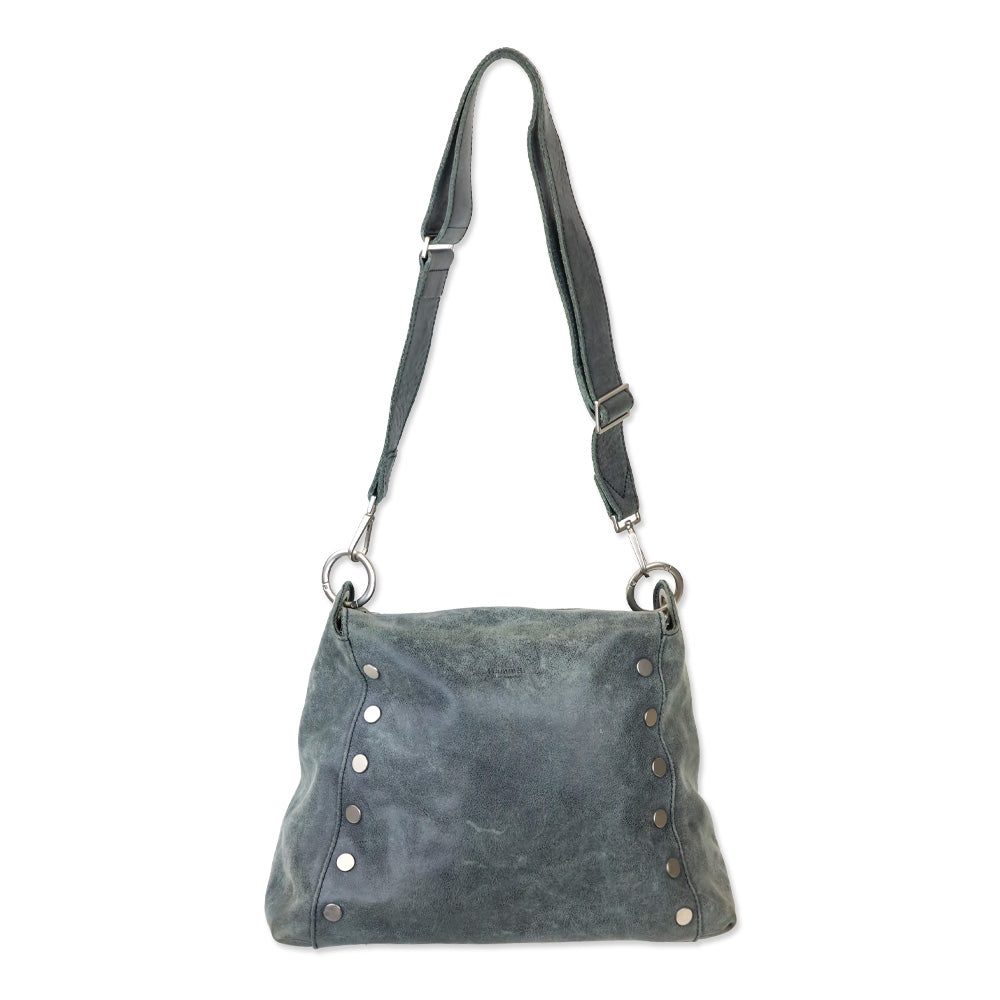 Hammitt Blue Nubuck Silver Studded Crossbody Hobo Bag