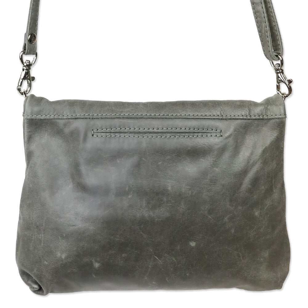 Hammitt Medium Grey Leather Zippered Leather Crossbody Clutch