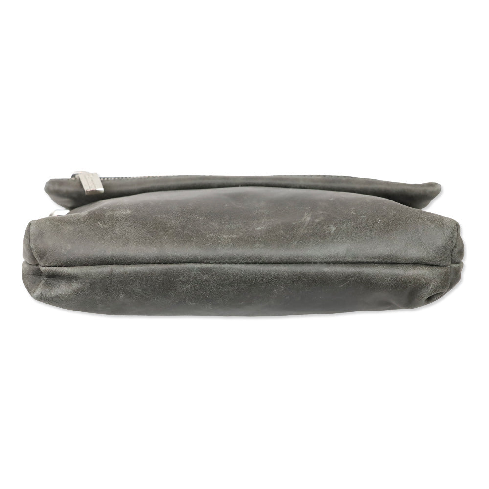 Hammitt Medium Grey Leather Zippered Leather Crossbody Clutch