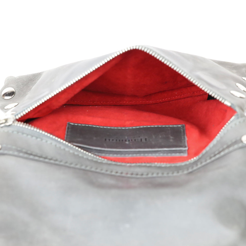 Hammitt Medium Grey Leather Zippered Leather Crossbody Clutch