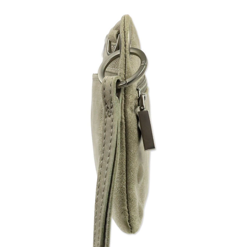 Hammitt Nash Small Pewter Grey Leather Clutch Crossbody Bag