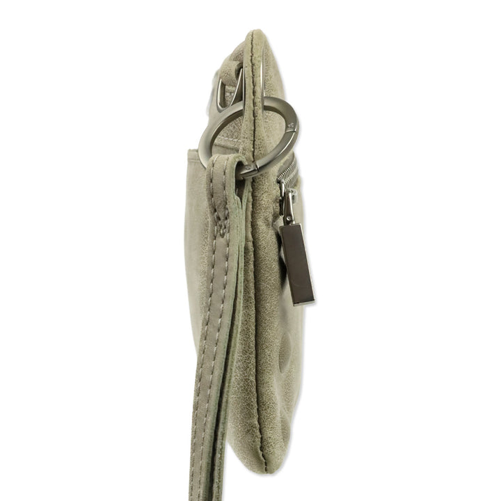 Hammitt Nash Small Pewter Grey Leather Clutch Crossbody Bag