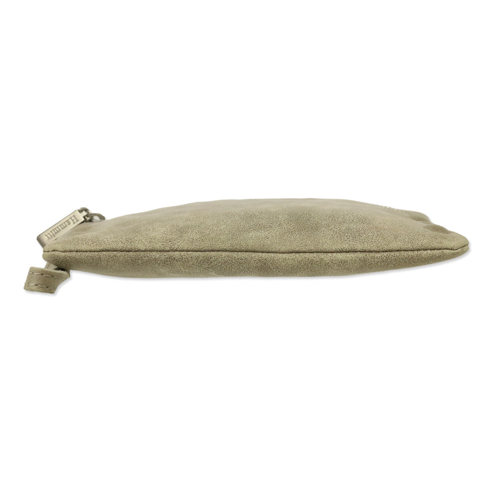 Hammitt Nash Small Pewter Grey Leather Clutch Crossbody Bag