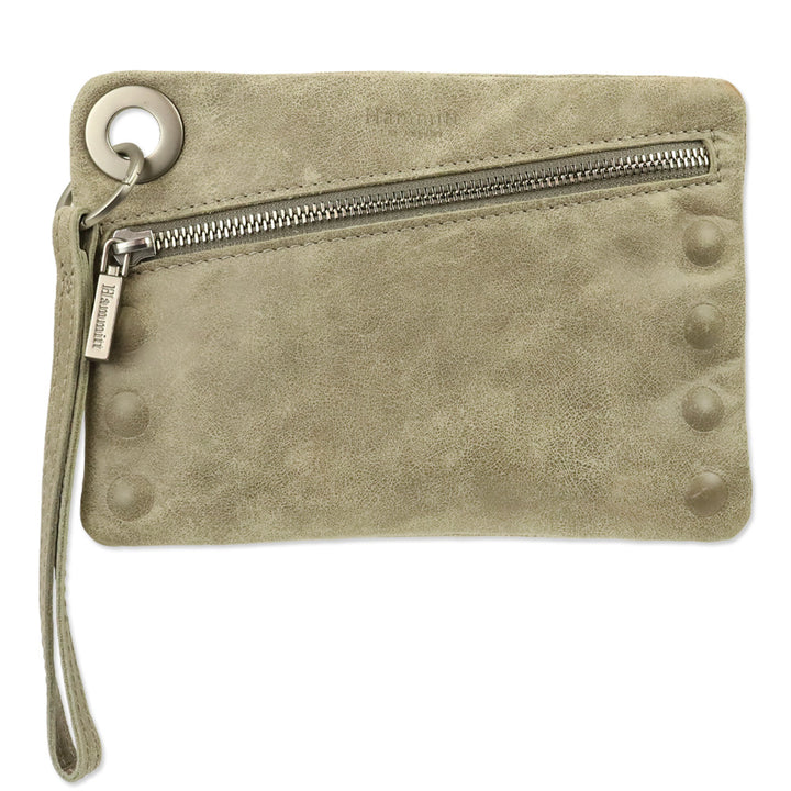 Hammitt Nash Small Pewter Grey Leather Clutch Crossbody Bag