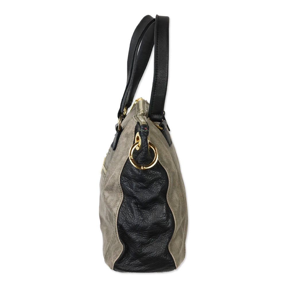 Hammitt Pewter/Black/Gold Leather Jared Tote Bag