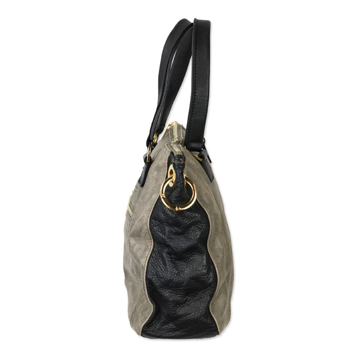 Hammitt Pewter/Black/Gold Leather Jared Tote Bag