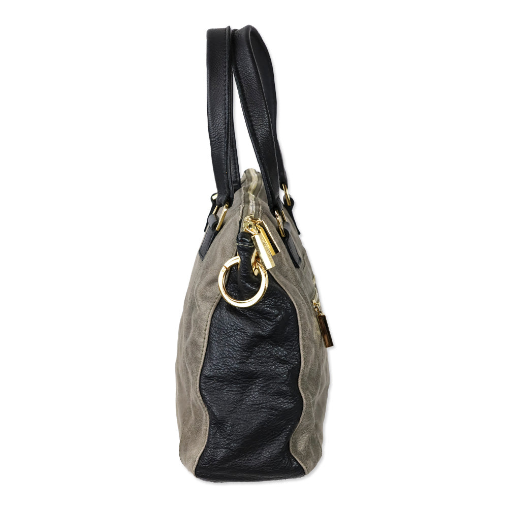 Hammitt Pewter/Black/Gold Leather Jared Tote Bag