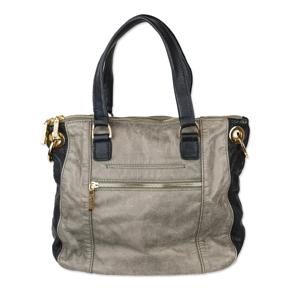 Hammitt Pewter/Black/Gold Leather Jared Tote Bag