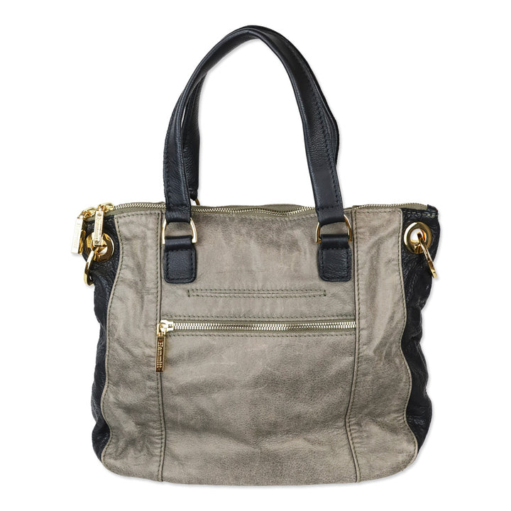 Hammitt Pewter/Black/Gold Leather Jared Tote Bag