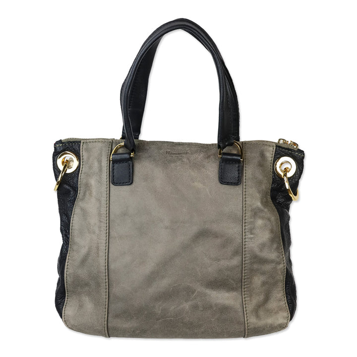 Hammitt Pewter/Black/Gold Leather Jared Tote Bag