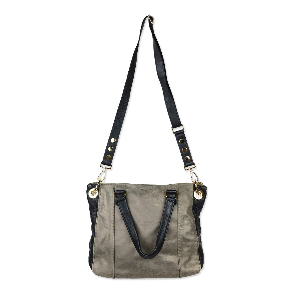 Hammitt Pewter/Black/Gold Leather Jared Tote Bag