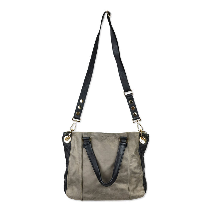 Hammitt Pewter/Black/Gold Leather Jared Tote Bag