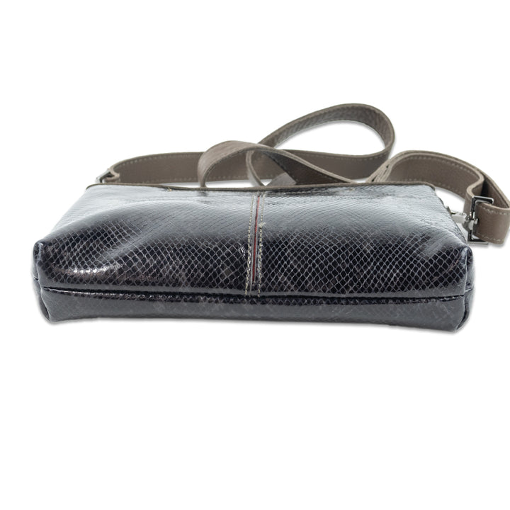 Hammitt VIP Med Black Snakeskin/Taupe Leather Crossbody Clutch